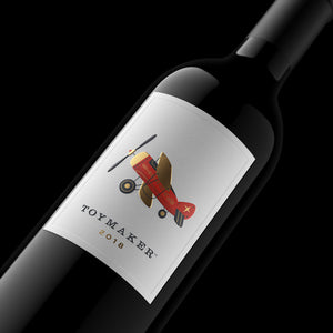 2018 Toymaker | Napa Valley | Cabernet Sauvignon | Red Wine | Martha McClellan | Rated 97+ Points by Lisa Perrotti-Brown of The Wine Independent 750 ML wine bottle image with toy bi-plane airplane above the word Toymaker and the vintage 2018