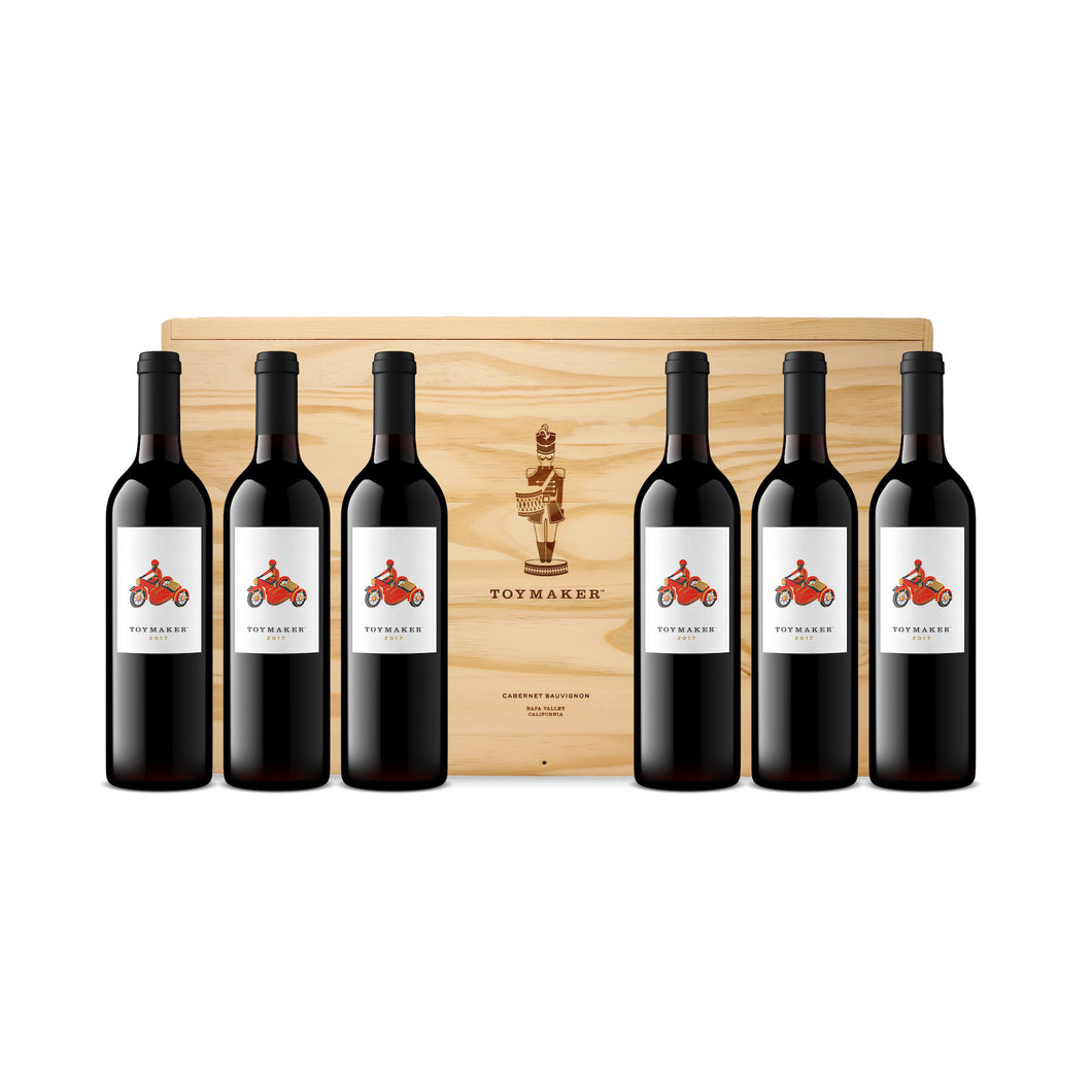 2017 ToyMaker Cabernet Sauvignon six bottles of red wine with box, Red Wine, Library Collection, Napa Valley, California, made by winemaker Martha McClellan of Sloan Estate, Checkerboard Vineyards, Levy & McClellan, and formerly of Harlan Estate. Best Napa Valley Grand Cru red wines.