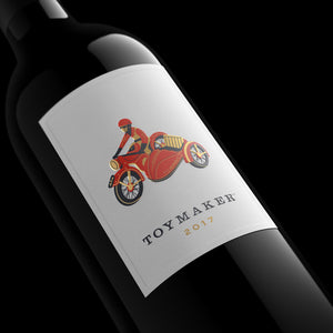 2017 ToyMaker Cabernet Sauvignon one bottle of red wine with box, Red Wine, Library Collection, Napa Valley, California, made by winemaker Martha McClellan of Sloan Estate, Checkerboard Vineyards, Levy &amp; McClellan, and formerly of Harlan Estate. Best Napa Valley Grand Cru red wines.